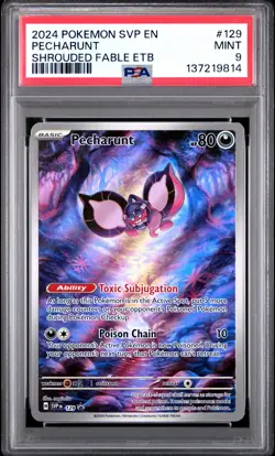 2024 POKEMON SVP EN-SV SHROUDED FABLE ETB PROMO #129 PECHARUNT PSA 9 - Image 1