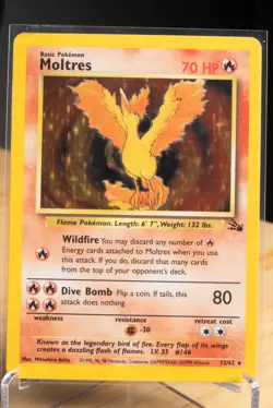 Moltres 12/62 Fossil Unlimited Vintage WOTC Pokemon Card TCG LP - Image 1
