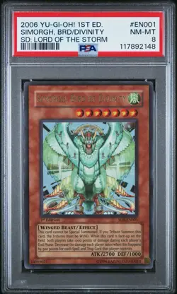 2006 Yu-Gi-Oh! Simorgh, Bird Of Divinity SD8 1st Edition Ultra Rare PSA 8 - Image 1