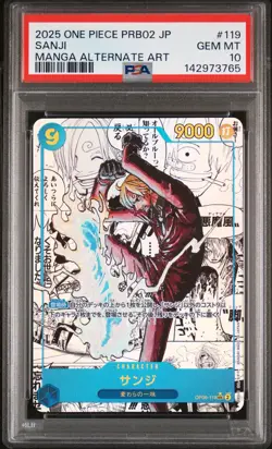 2025 ONE PIECE JAPANESE PREMIUM BOOSTER MANGA ALTERNATE ART #119 SANJI PSA 10 - Image 1