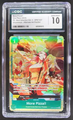2025 ONE PIECE CCG MORE PIZZA!! ALTERNATE ART OP07-037 CGC 10 C PT - Image 1