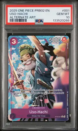 2025 ONE PIECE PRB02 ALTERNATE ART #001 USO-HACHI PSA 10 - Image 1