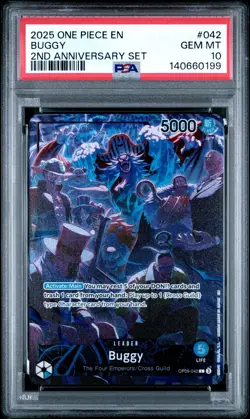 2025 ONE PIECE ENGLISH VERSION 2ND ANNIVERSARY SET #042 BUGGY PSA 10 - Image 1
