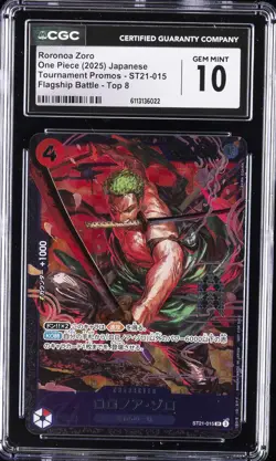 2025 ONE PIECE JPN TOURNAMENT PROMOS TOP 8 RORONOA ZORO CGC 10 GEM MINT - Image 1