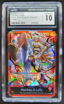 2025 ONE PIECE CCG MONKEY D. LUFFY LEADER ST21-001 CGC 10 D PT - Image 1