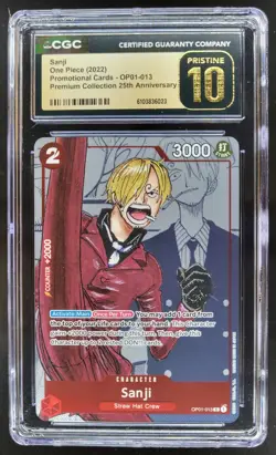 2022 ONE PIECE CCG SANJI 25TH ANNIVERSARY PROMO OP01-013 CGC 10 PRISTINE C PT - Image 1