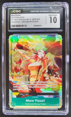 2025 ONE PIECE CCG MORE PIZZA!! ALTERNATE ART OP07-037 CGC 10 D PT - Image 1