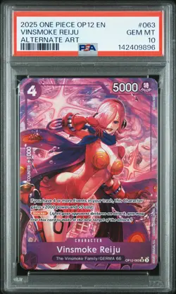 2025 ONE PIECE OP12-LEGACY OF THE MASTER ALTERNATE ART VINSMOKE REIJU PSA 10 - Image 1