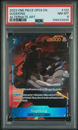 PSA 8 2023 ONE PIECE OP03-PILLARS OF STRENGTH #122 SOGEKING ALTERNATE ART - Image 1