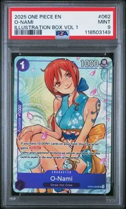 PSA 9 2025 ONE PIECE PROMOS #062 O-NAMI ILLUSTRATION BOX VOL.1 - Image 1
