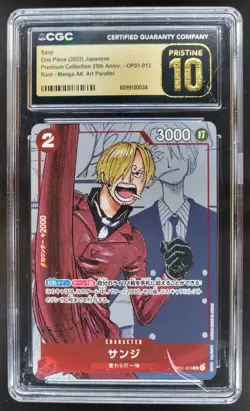 2022 ONE PIECE JAPANESE SANJI RARE MANGA ALT ART OP01-013 CGC 10 PRISTINE D PT - Image 1