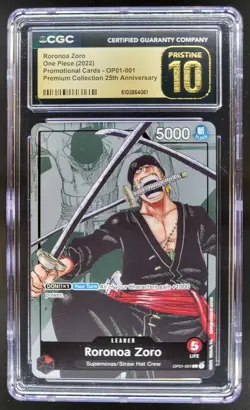 2022 One Piece Romance Dawn Roronoa Zoro Alt Art #OP01-001 CGC 10 PRISTINE D PT - Image 1