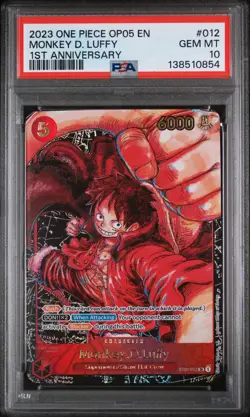 2023 ONE PIECE OP05-AWAKENING OF THE NEW ERA 1ST ANV #012 MONKEY D. LUFFY PSA 10 - Image 1