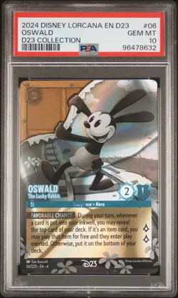 2024 DISNEY LORCANA EN D23-D23 EXPO PROMO #06 OSWALD THE LUCKY RABBIT PSA 10 - Image 1