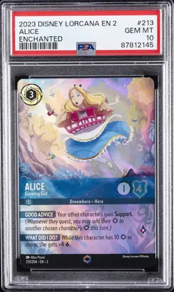 2023 DISNEY LORCANA RISE OF THE FLOODBORN ENCHANTED ALICE - GROWING GIRL PSA 10 - Image 1