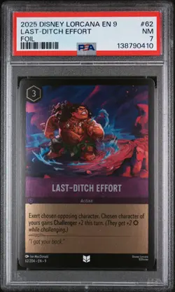 2025 DISNEY LORCANA EN 9-FABLED FOIL #62 LAST-DITCH EFFORT PSA 7 - Image 1