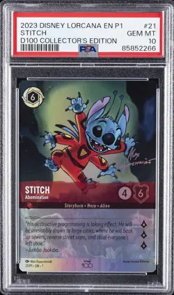 2023 DISNEY LORCANA EN P1-PROMO GIFT SET #21 STITCH ABOMINATION PSA 10 - Image 1
