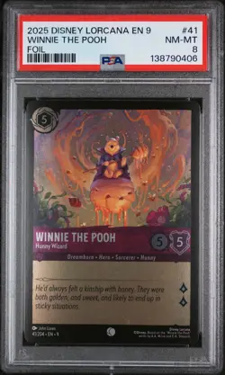 2025 DISNEY LORCANA EN 9-FABLED FOIL #41 WINNIE THE POOH - HUNNY WIZARD PSA 8 - Image 1