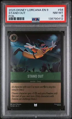 2025 DISNEY LORCANA EN 9-FABLED FOIL #94 STAND OUT PSA 8 - Image 1