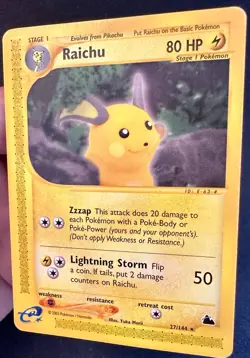 Raichu 27/144 2003 Skyridge Pokemon Card Vintage WOTC Yuka Morii Non Holo - Mp - Image 2