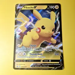 Pikachu V SWSH061 SWSH Sword Shield Black Star Promo Pokemon Card Full Art Ultra - Image 4