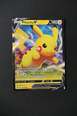 Pokemon TCG Pikachu V SWSH061 Holo Black Star Promo Card 2021 - Image 1