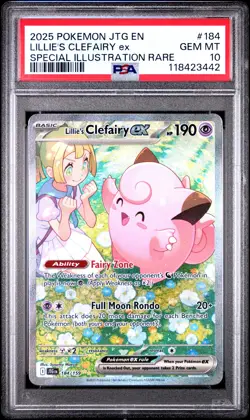 2025 POKEMON JTG EN-JOURNEY TOGETHER #184 LILLIE'S CLEFAIRY EX PSA 10 - Image 1