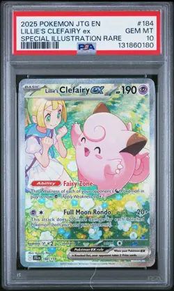 2025 POKEMON JTG EN-JOURNEY TOGETHER #184 LILLIE'S CLEFAIRY EX PSA 10 - Image 1
