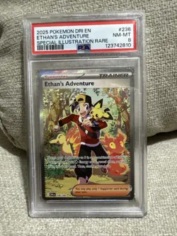 2025 POKEMON DRI EN #236/182 ETHAN'S ADVENTURE SPECIAL ILLUSTRATION RARE PSA 8 - Image 1