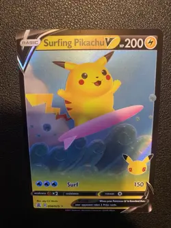 Pokemon TCG Surfing Pikachu v Celebrations Holo Ultra Rare Card 008/025 - Image 2