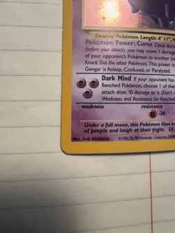 Pokemon TCG Gengar Fossil Holo Card 5/62 Unlimited Rare - Image 4