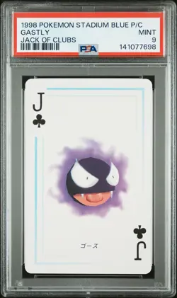 1998 POKEMON STADIUM BLUE VERSION PLAYING CARDS JACK OF CLUBS GASTLY PSA 9 - Image 1