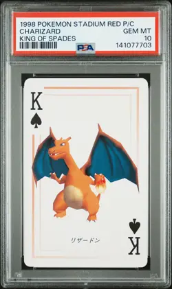1998 POKEMON STADIUM RED VERSION PLAYING CARDS KING OF SPADES CHARIZARD PSA 10 - Image 1