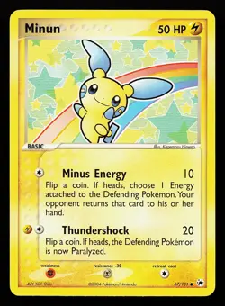 Minun 67/101 Common EX Hidden Legends Pokemon Card - Image 1