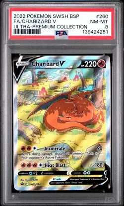 PSA 8 Charizard V SWSH 260 UPC Promo Alt Art Pokemon Card - Image 1
