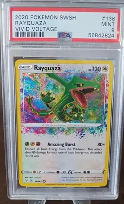 Pokemon TCG SWSH Rayquaza Card 138/185 Vivid Voltage PSA 9 - Image 1