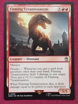 Magic The Gathering DOCTOR WHO FLAMING TYRANNOSAURUS red card MTG - Image 1