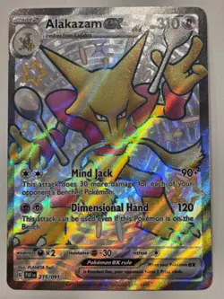 Pokemon Card Alakazam ex 215/091 Ultra Rare Paldean Fates NM PAFen Full Art Holo - Image 2