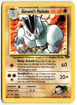 Pokemon TCG Giovanni's Machoke 042/132 WOTC Gym Challenge Uncommon LP - Image 1