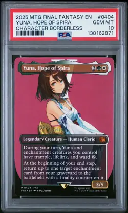 2025 MTG FINAL FANTASY CHARACTER BORDERLESS #0404 YUNA, HOPE OF SPIRA PSA 10 - Image 1