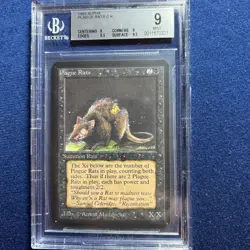 MTG Alpha Plague Rats C B BGS 9 Quad++ MINT (9.5 edges and surface) 1993 - Image 1