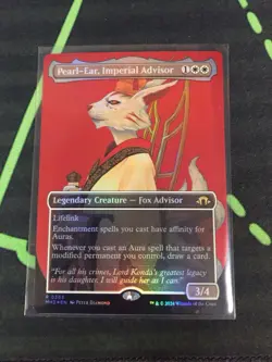 MTG Magic The Gathering Pearl-Ear, Imperial Advisor Foil Borderless Commander - Image 1