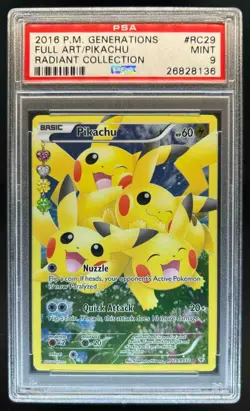 2016 Pokemon Generations Pikachu Full Art #RC29/RC32 PSA 9 - Image 1