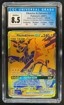2016-19 Pokemon SM Black Star Promos Pikachu & Zekrom Tag Team #SM248 CGC 8.5 - Image 1