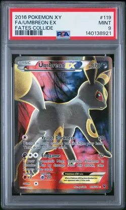 2016 POKEMON XY FATES COLLIDE #119 FULL ART/UMBREON EX PSA 9 - Image 1
