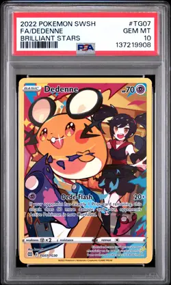 2022 POKEMON SWORD & SHIELD BRILLIANT STARS #TG07 FULL ART/DEDENNE PSA 10 - Image 1