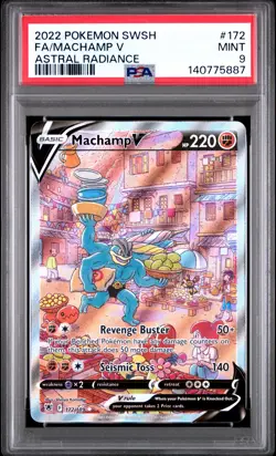 2022 POKEMON SWORD & SHIELD ASTRAL RADIANCE #172 FULL ART/MACHAMP V PSA 9 - Image 1