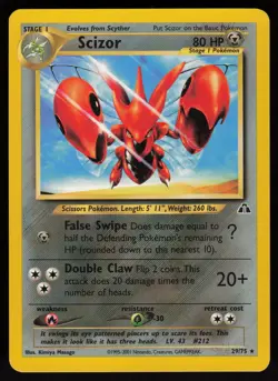 Scizor 29/75 Rare Neo Discovery Unlimited Pokemon - Image 1