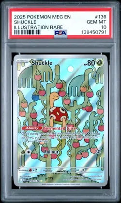 2025 POKEMON MEG EN-MEGA EVOLUTION ILLUSTRATION RARE #136 SHUCKLE PSA 10 - Image 1