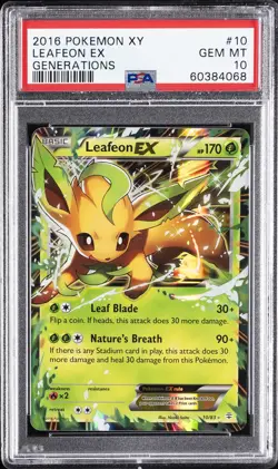2016 POKEMON XY GENERATIONS #10 LEAFEON EX PSA 10 - Image 1